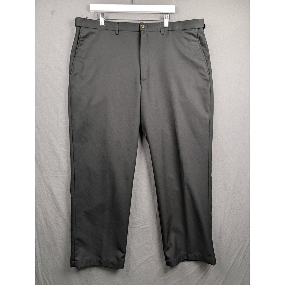 Haggar Mens Dress Pants 42x30 Black Cool 18 Pro Straight Fit